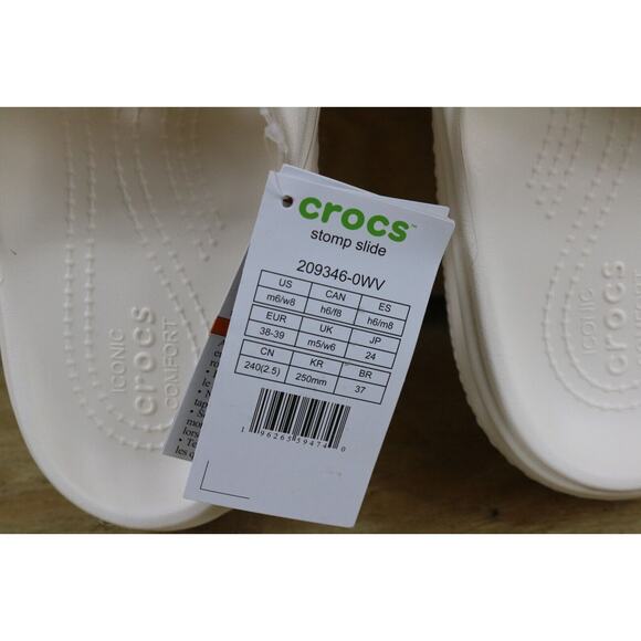 New Crocs Sandals Womens 8 Stomp Slide White Platform Slip On Shoes - Picture 6 of 7